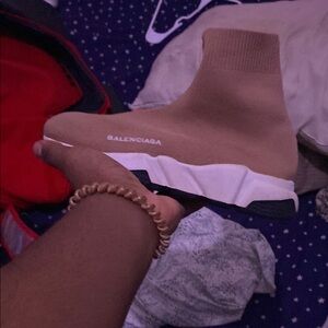 Balenciaga Women's Beige Sock Sneakers